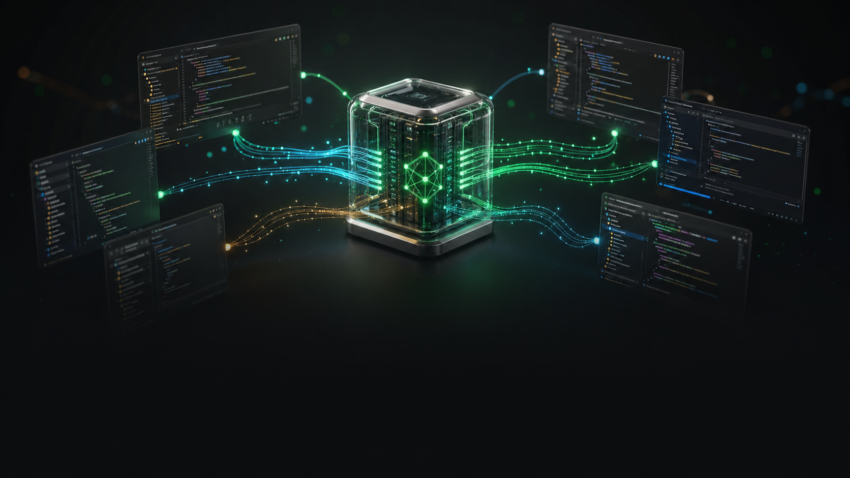 Multiple editor windows connected to one central language server core