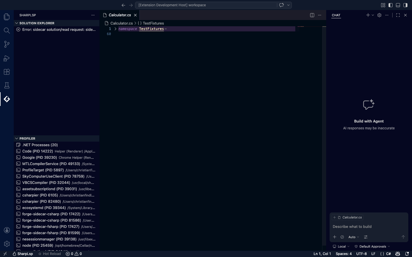 Code folding showing collapsed namespace with 60 lines of code visible in one view