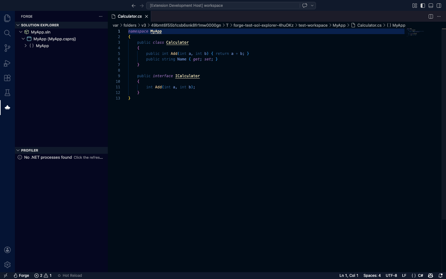 SharpLsp Solution Explorer in VS Code