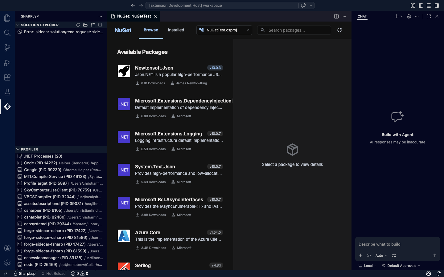 NuGet Package Browser — browse tab