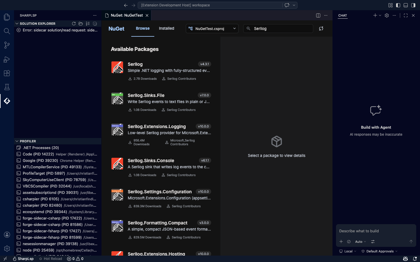 NuGet Package Browser — search results